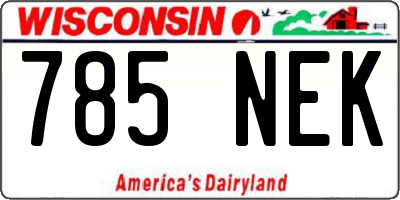 WI license plate 785NEK