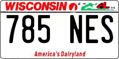 WI license plate 785NES