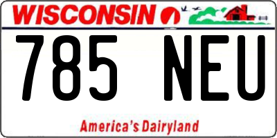 WI license plate 785NEU