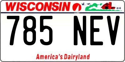 WI license plate 785NEV