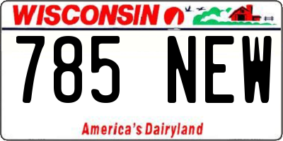 WI license plate 785NEW