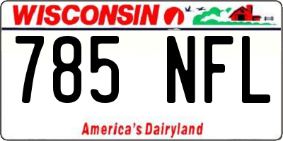 WI license plate 785NFL