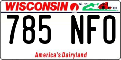 WI license plate 785NFO