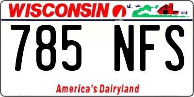 WI license plate 785NFS