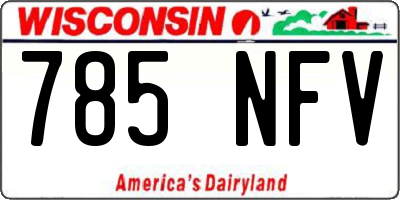 WI license plate 785NFV