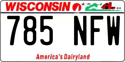 WI license plate 785NFW