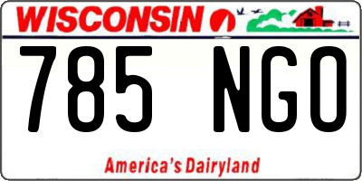 WI license plate 785NGO