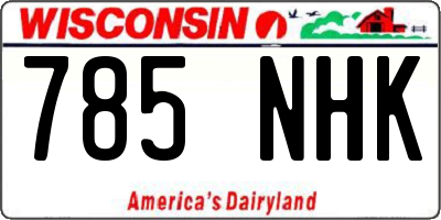 WI license plate 785NHK