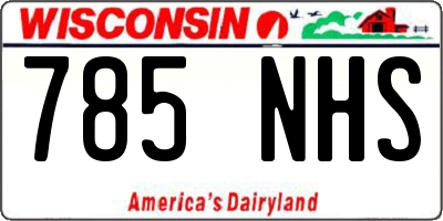 WI license plate 785NHS
