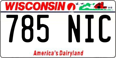 WI license plate 785NIC