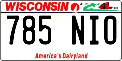 WI license plate 785NIO