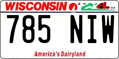 WI license plate 785NIW