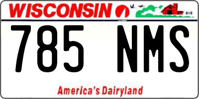 WI license plate 785NMS