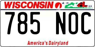 WI license plate 785NOC