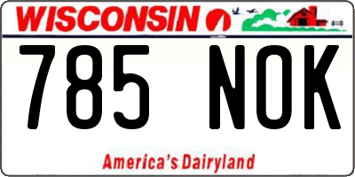 WI license plate 785NOK