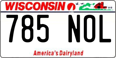 WI license plate 785NOL