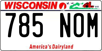 WI license plate 785NOM