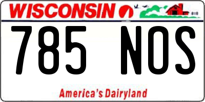WI license plate 785NOS