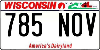 WI license plate 785NOV