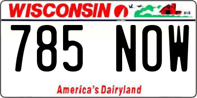 WI license plate 785NOW