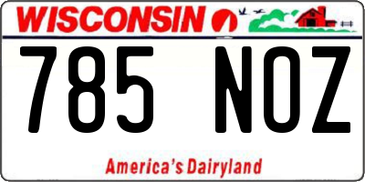 WI license plate 785NOZ