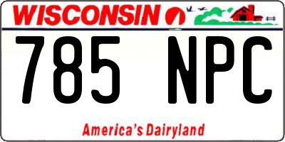 WI license plate 785NPC