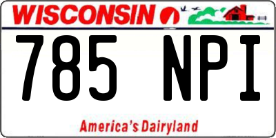 WI license plate 785NPI