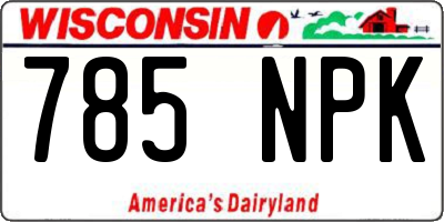 WI license plate 785NPK