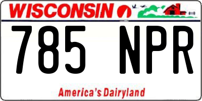 WI license plate 785NPR