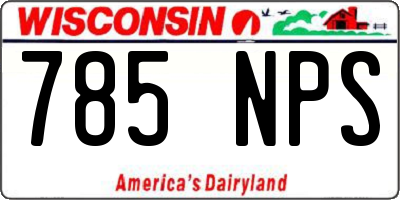 WI license plate 785NPS