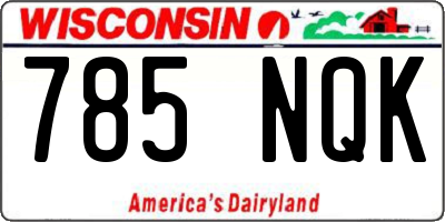 WI license plate 785NQK
