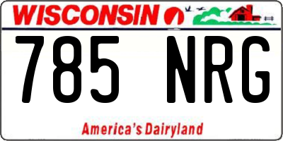 WI license plate 785NRG
