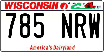 WI license plate 785NRW