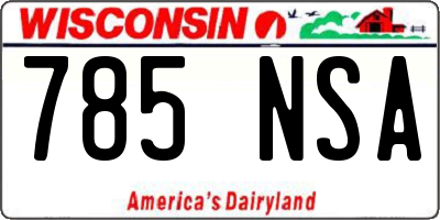 WI license plate 785NSA