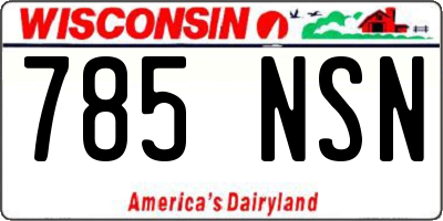 WI license plate 785NSN