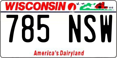 WI license plate 785NSW