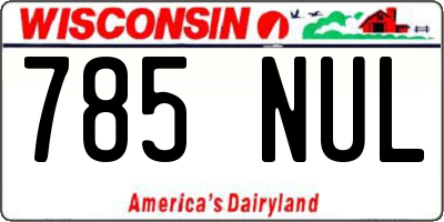 WI license plate 785NUL