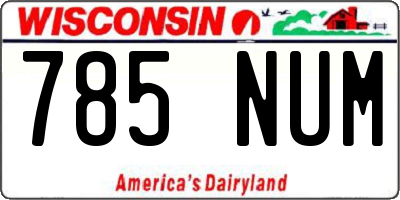 WI license plate 785NUM