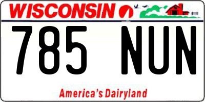 WI license plate 785NUN