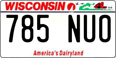 WI license plate 785NUO