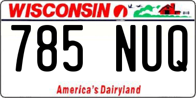 WI license plate 785NUQ