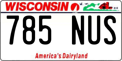 WI license plate 785NUS