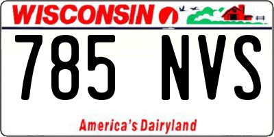 WI license plate 785NVS