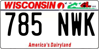 WI license plate 785NWK