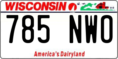 WI license plate 785NWO