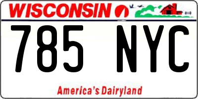 WI license plate 785NYC