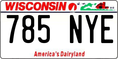 WI license plate 785NYE