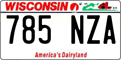 WI license plate 785NZA