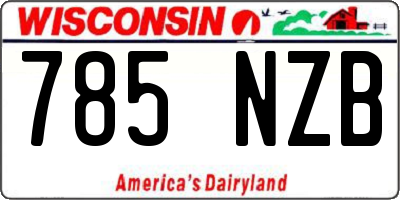 WI license plate 785NZB