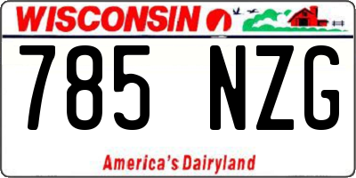 WI license plate 785NZG